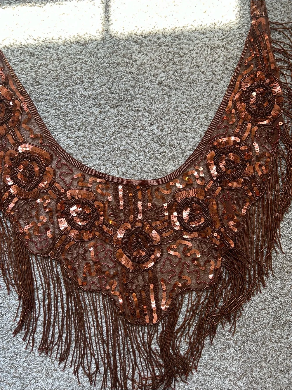 Copper Sequin Fringe scarf/wrap